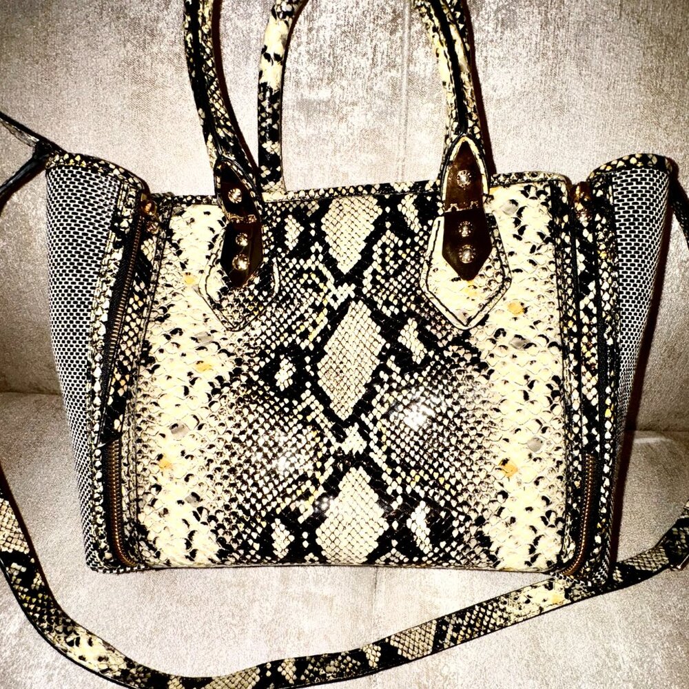 Henry Bendel Leather Pyton Ebmossed Hangbag